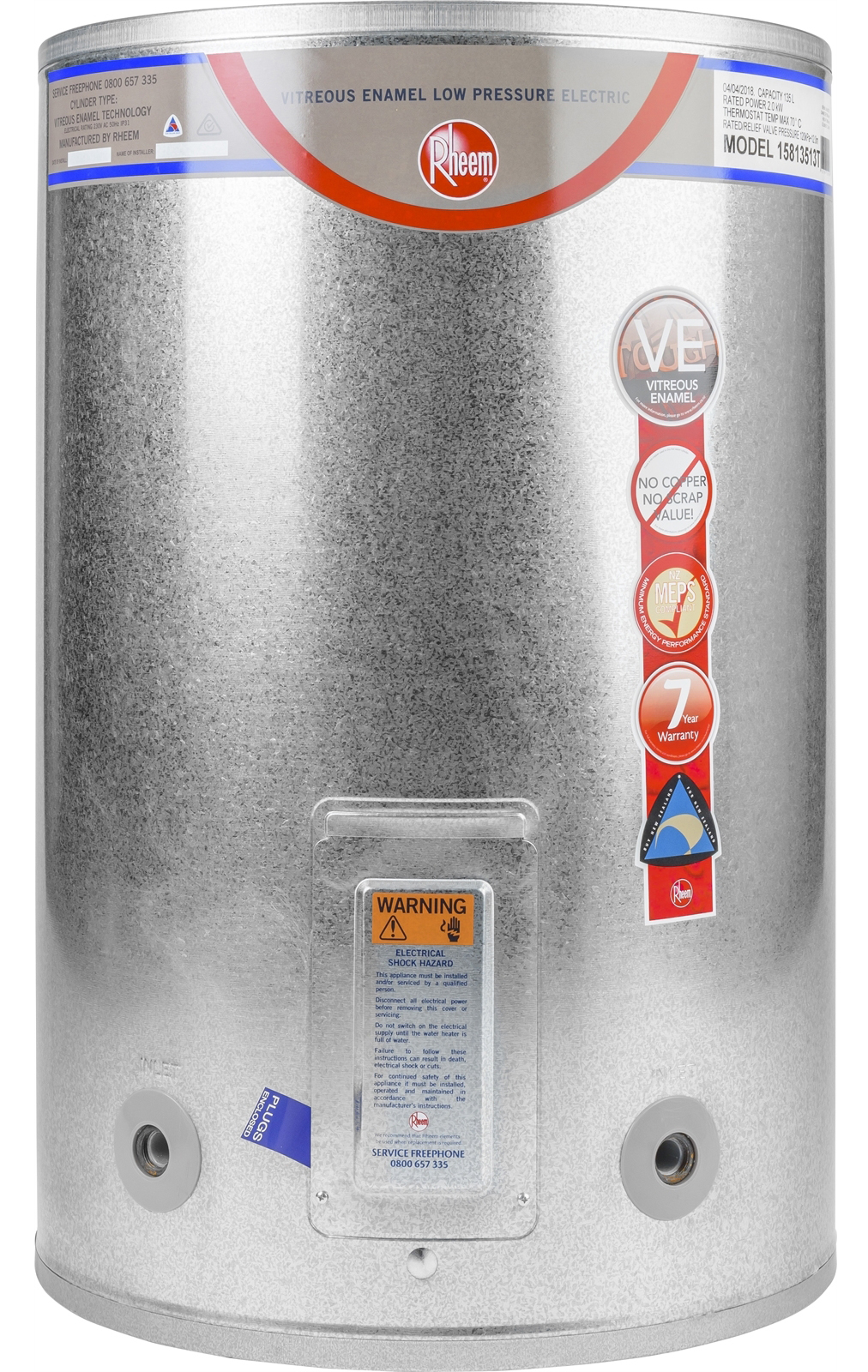 Rheem 135L hot water cylinder