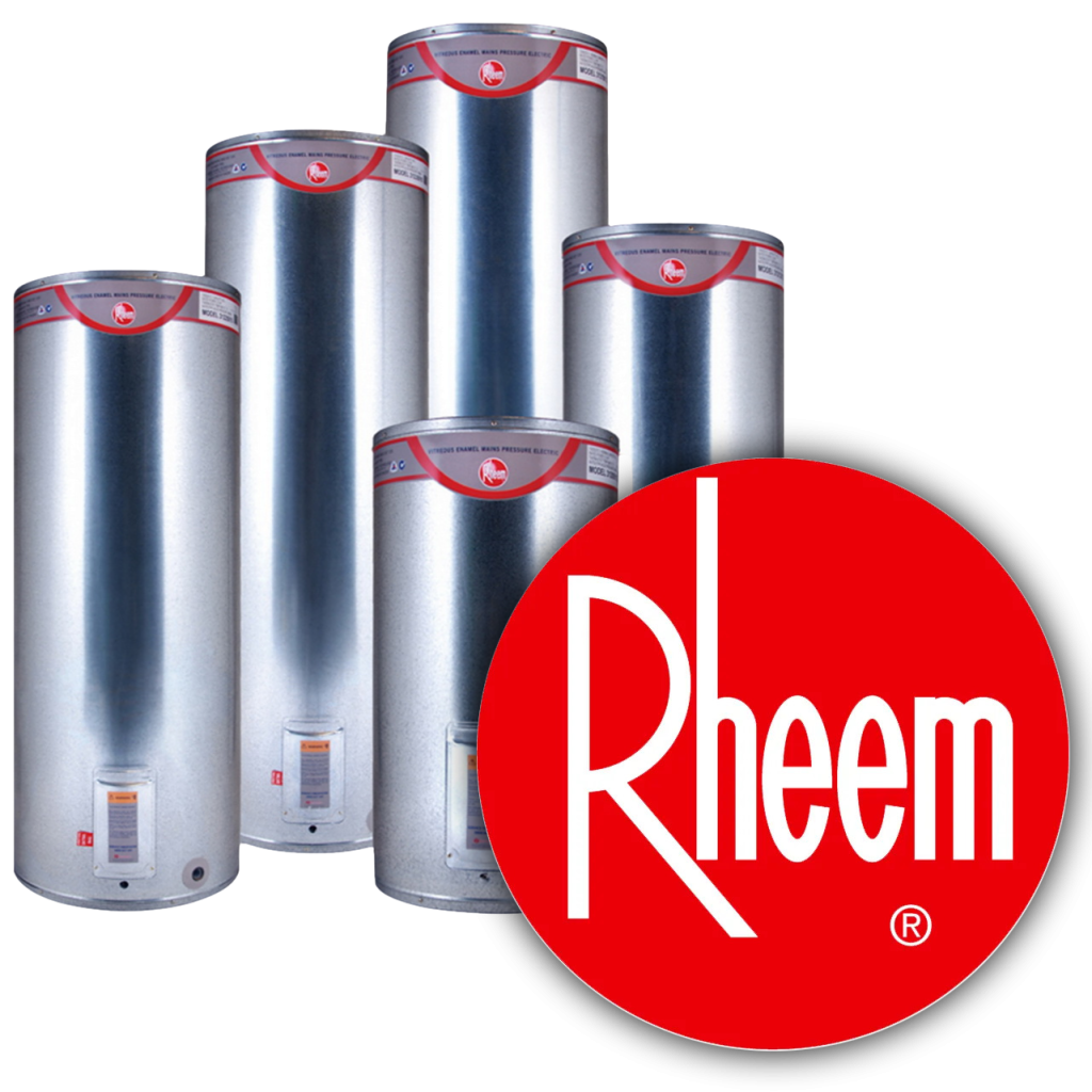 Rheem hot water cylinders with logo