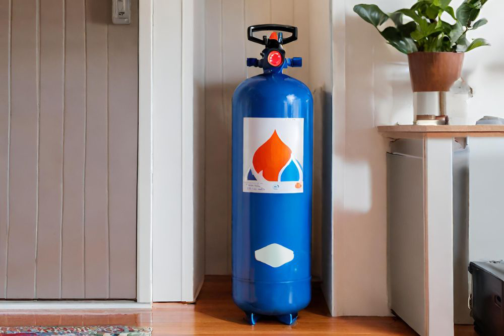 LPG gas bottle installed inside a house in New Zealand