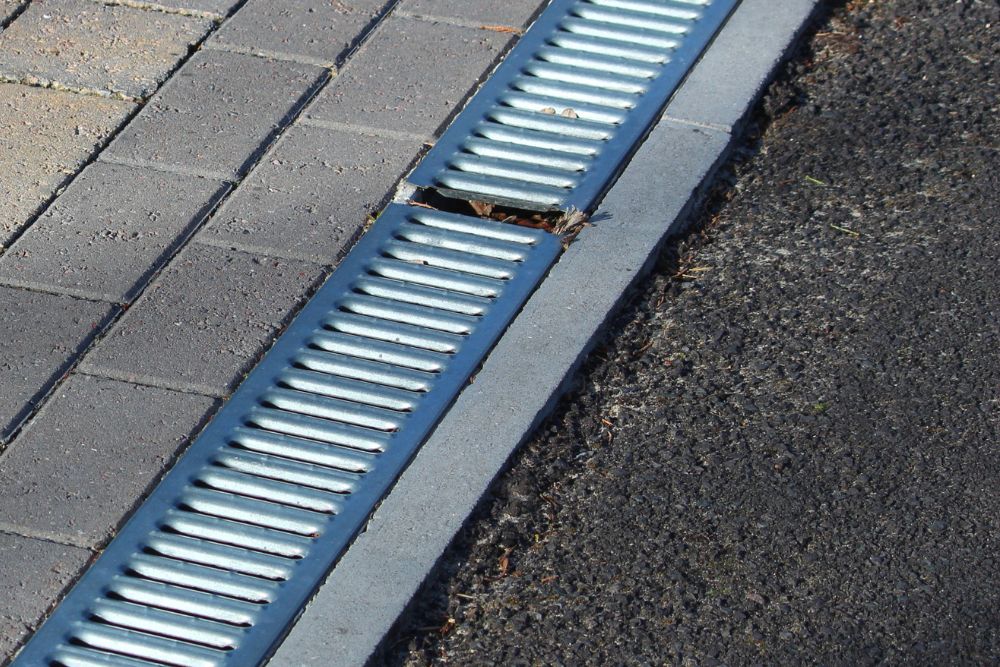 A concrete drainage channel that has been poured