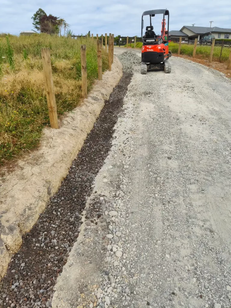 filled trench for a french drain on a rural property